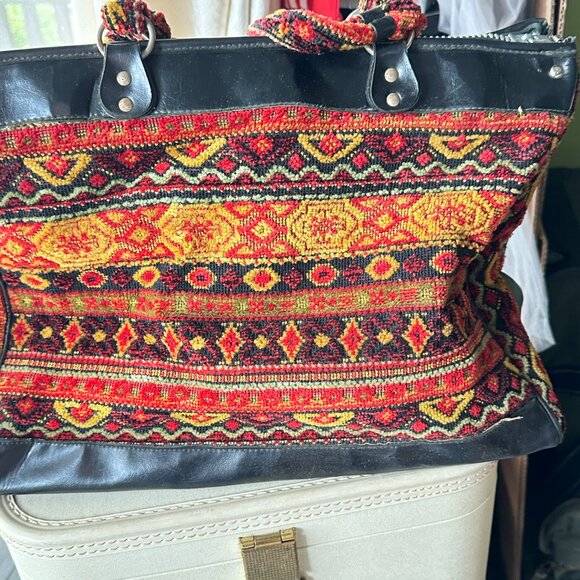 Vintage Travel Carry On Style Carpet Handbag - Picture 3 of 10